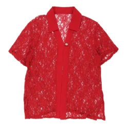 Vintage Unbranded Blouse - Large Red Cotton