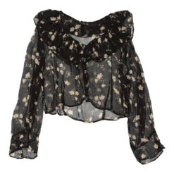 Vintage C&A Blouse - Small Black Polyester