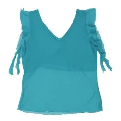 Vintage Unbranded Blouse - Small Blue Polyester