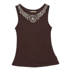 Vintage Conbipel Vest - Large Brown Cotton