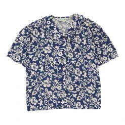 Vintage Benetton Blouse - Large Navy Cotton