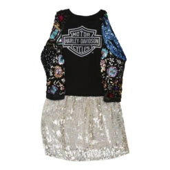 Vintage Vibes 22 Vintage Reworked Harley Davidson Sweatshirt Dress - Large Multicoloured Cotton