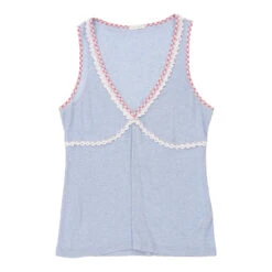 Vintage Easy Wear Vest - Medium Blue Cotton