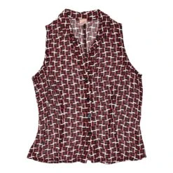 Vintage Dossier Blouse - Medium Red Polyester