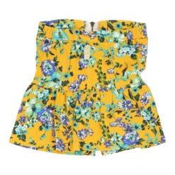 Vintage Unbranded Strapless Top - Small Yellow Cotton